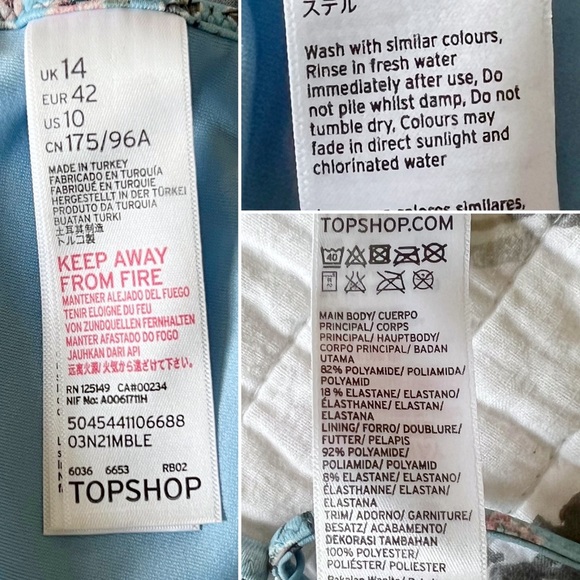 🏝️ Topshop Floral One Piece Swimsuit in Baby Blue • 10 - Picture 4 of 4